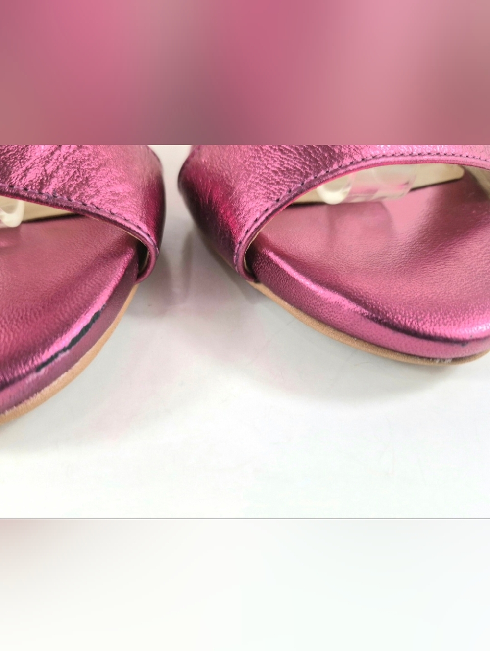 Sz 7 Vince Camuto Metallic Hot Pink Strappy Stilleto Sandals - Picture 11 of 11